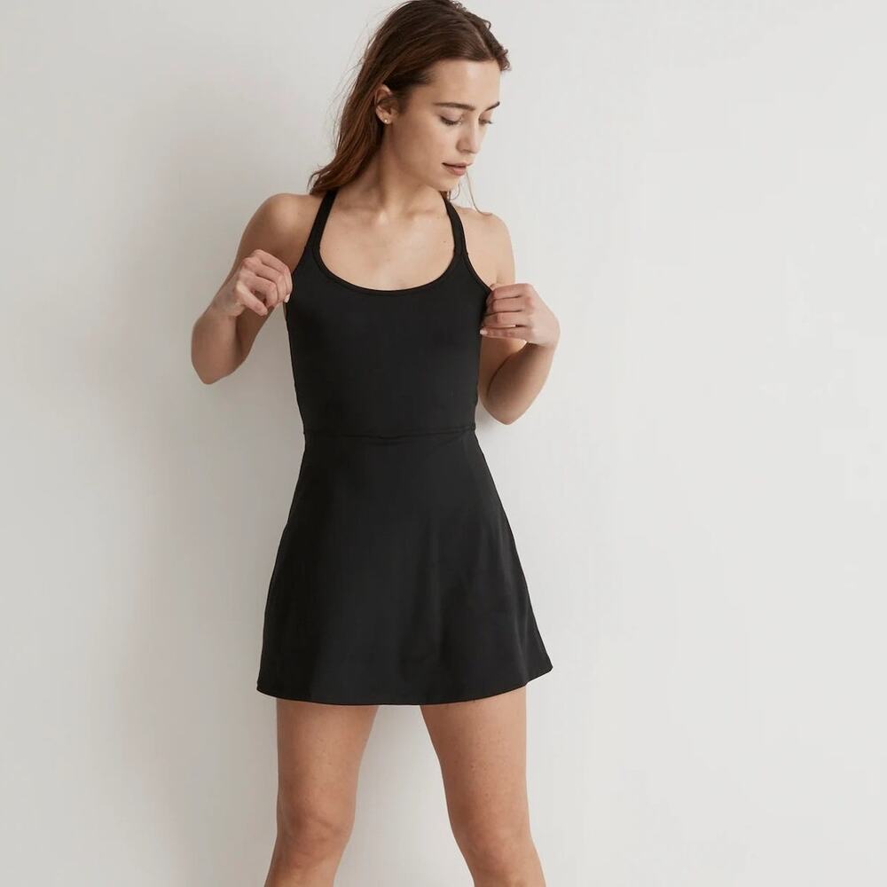 Madewell Flex Cutout Fitness A-Line Stretch Mini Dress Black Size XS